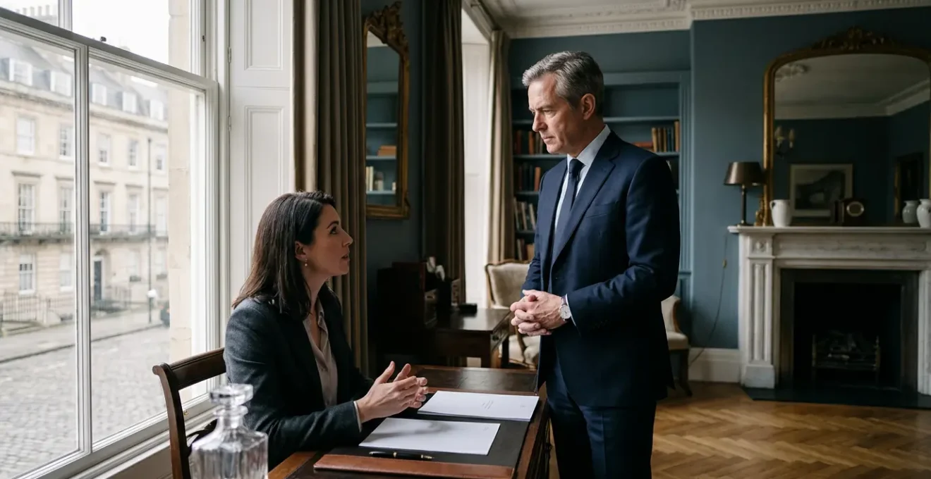 High-net-worth property viewing moment revealing buyer authenticity in prime London residential market