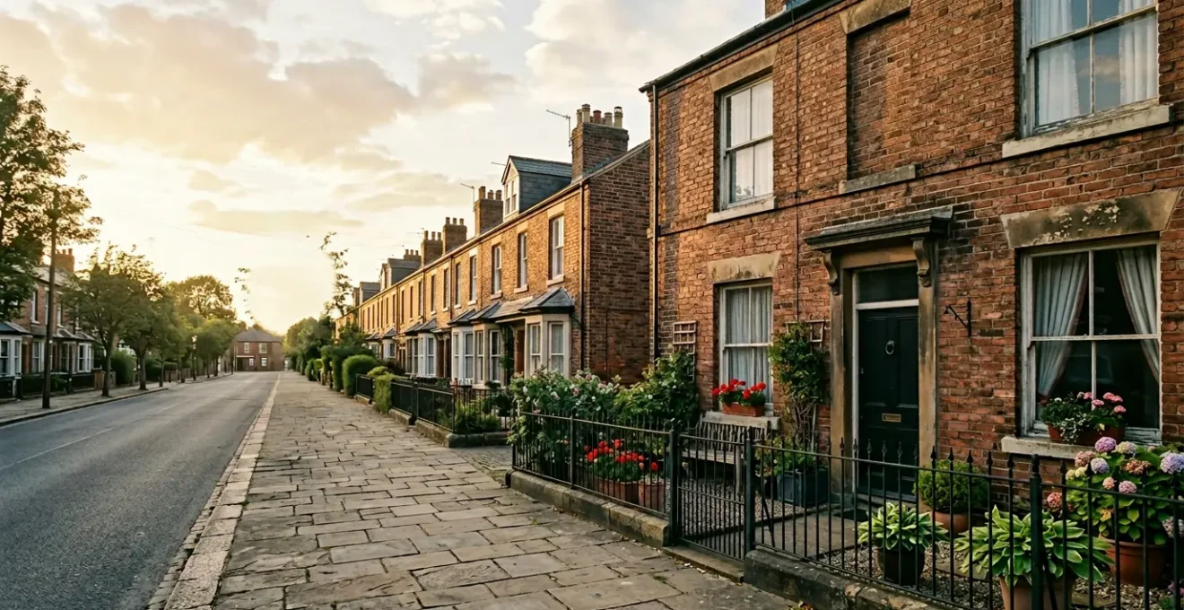 Wide composition showing subtle contrast between occupied rental property and vacant possession value concept in England