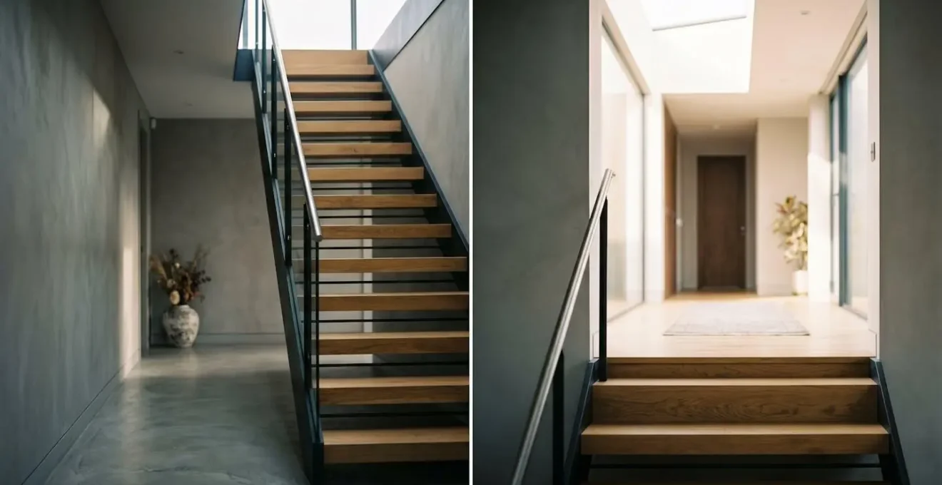 Internal staircase in luxury Manchester duplex penthouse showing vertical space division and architectural flow