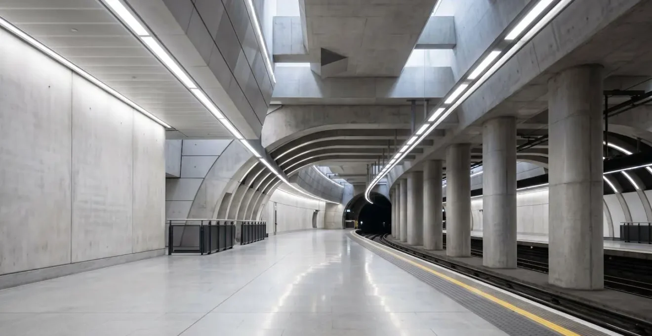Modern railway platform architecture representing enhanced London transport infrastructure