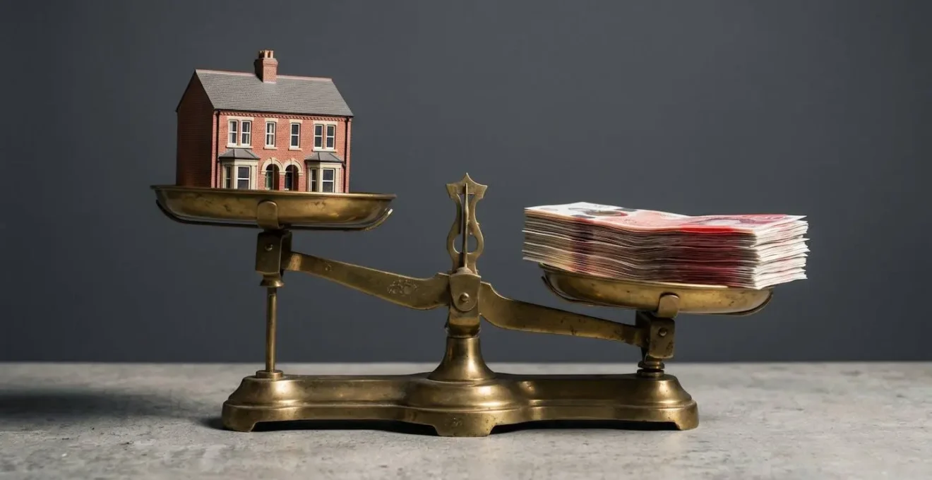 Symbolic representation of financial leverage in property investment showing balance between returns and risk