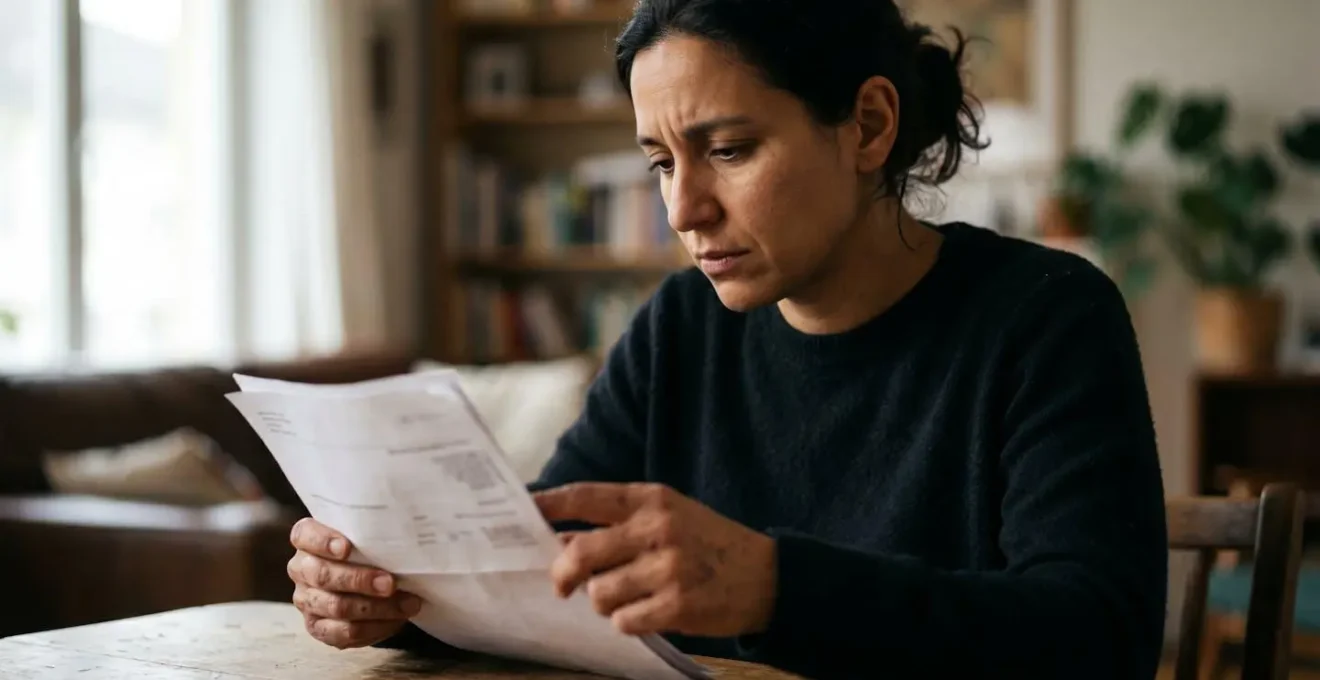 Person reviewing residential property service charge statement showing concerning cost increases