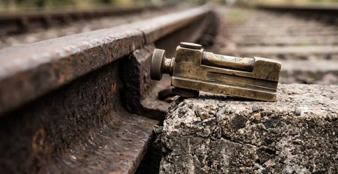 Close-up macro photograph of railway infrastructure planning elements symbolizing early property investment opportunities